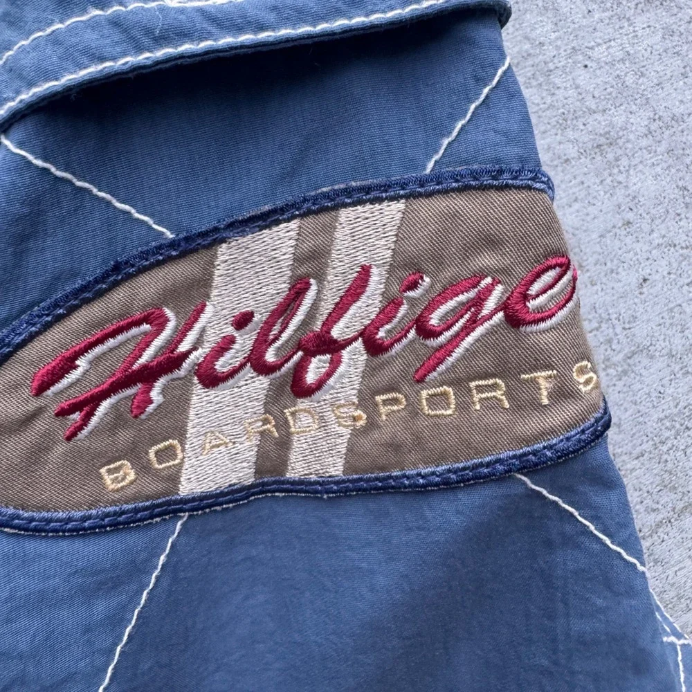Vintage 90s Tommy Hilfiger Colorblock Board Shorts Blue Yellow Swim Trunks